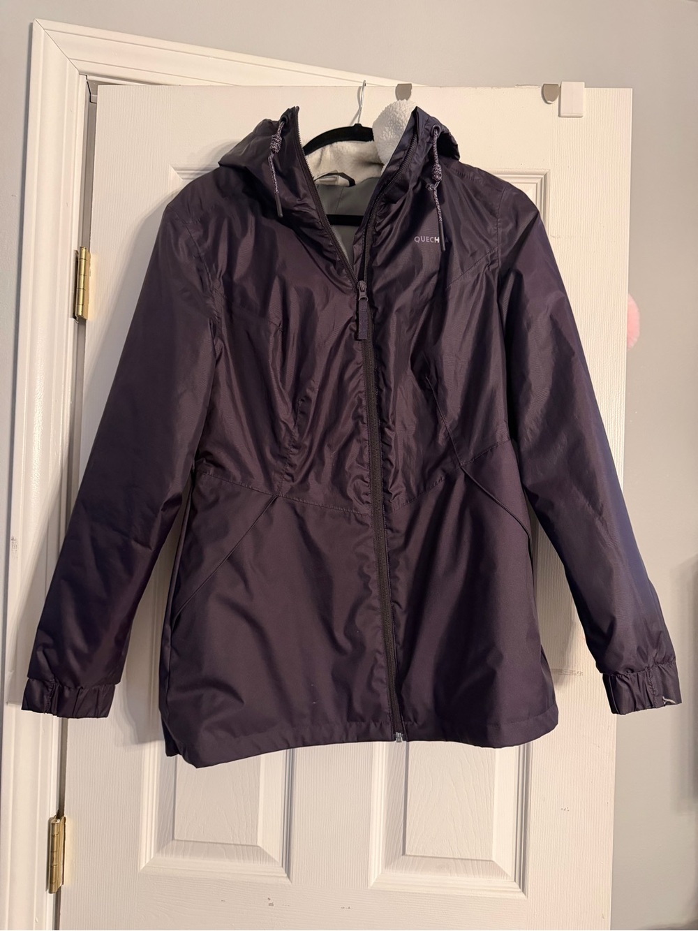 Decathlon Quechua Women’s Purple Fleece Lined Waterproof Hooded Jacket Size M